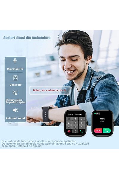 WowStep Smartwatch Fitness Watch, Notifications, Physical Activities, Sleep, Heart Rate, Pedometer