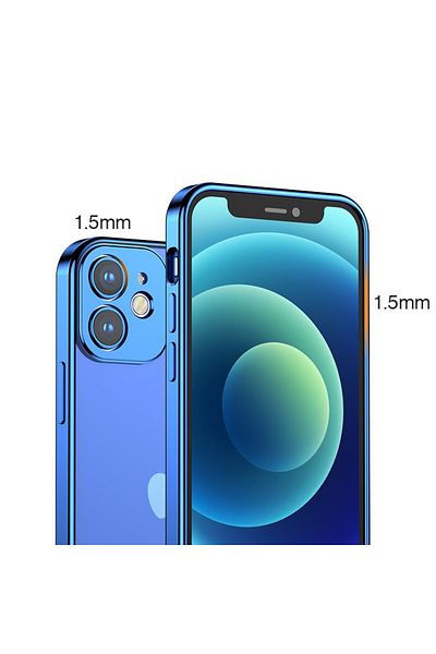 Joyroom Ultra cienkie przezroczyste etui z metaliczną ramką do iPhone 12 Pro ciemno-niebieski