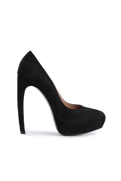 Deriderim Black Suede Platform Heeled Stiletto
