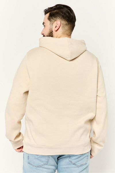 Desert Dunes Men Hooded Embroidered Long Sleeves Sweatshirt, Beige
