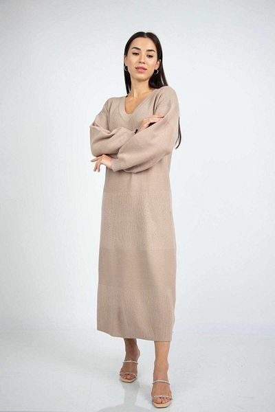 Nichii Women's Long Sleeve Solid Color Midi Dress - Winter Style
