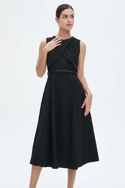 Nichii Women's Midi Dress with Waist Tie