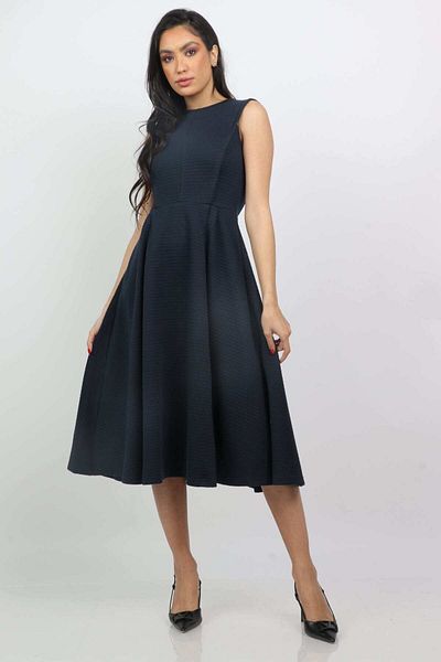 Nichii Solid Midi Dress , Long Sleeves- Formal Wear