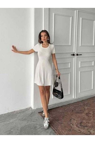 caddstore Sv 024314 Ecru Knitwear Dress