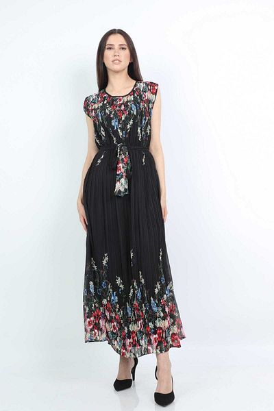 Nichii Floral Maxi Dress with Waistline - Sleeveless