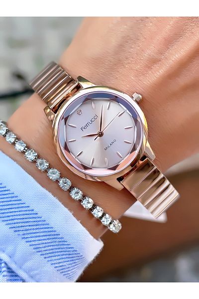 Ferrucci Steel Cord Women's Wristwatch 3 Atm Waterproof with 2 Years Warranty Mechanism
