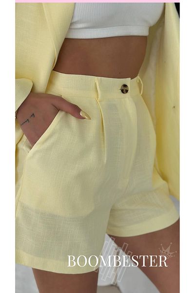BoomBester Women's Premium Quality Linen Flam Shorts Lined with Elastic Waist