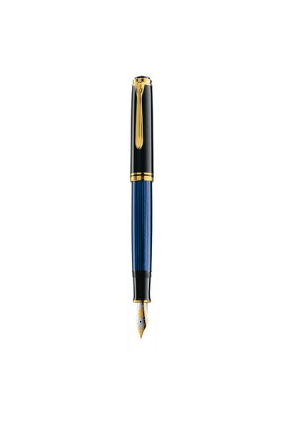 Pelikan Stilou Souveran M800, Material Metal, Peniță din aur de 18k, Placat cu aur, Culoare Negru-albastru