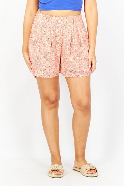 Sinsay Women Printed Basic Shorts, Peach/Purple