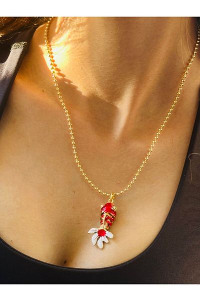 Gönülden Tasarım Steel Fish Tipped Women's Necklace 24 cm