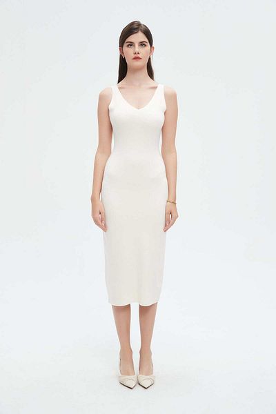 Nichii Women's Midi Dress with Round Neck