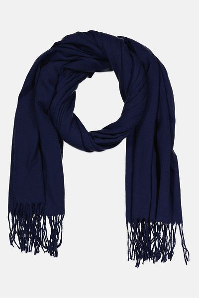 Casa Caracol Women Plain Scarf 75 x 184 cm, Navy Blue