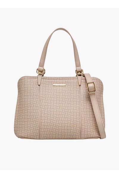 Flora Bella by Shoexpress Flora Bella Monogram Print Tote Bag with Detachable Strap and Zip Closure