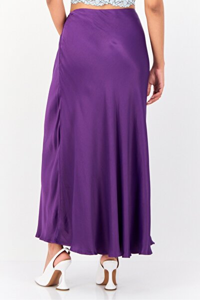 Another Sunday Women Solid Midi Skirt, Purple