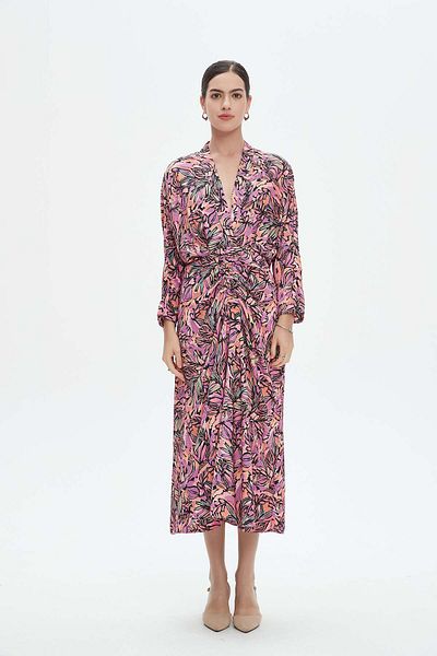 Nichii Long-Sleeve Midi Dress with Seven Cutouts
