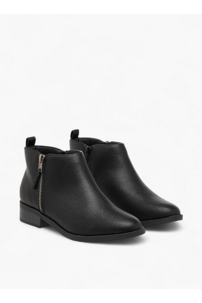 Flora Bella by Shoexpress Flora Bella Solid Ankle Boots with Zip Closure