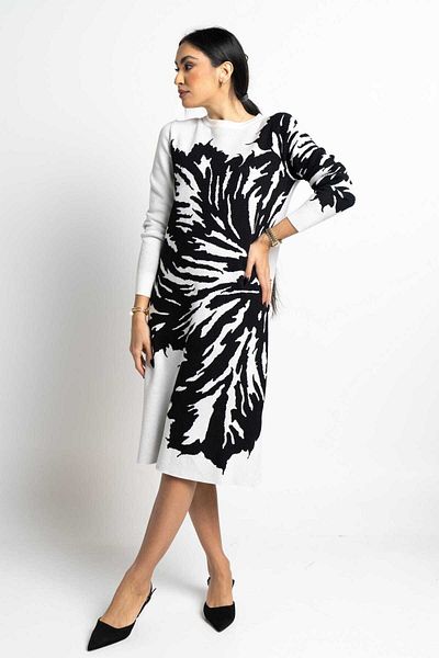 Nichii Women's Long Sleeve Midi Dress with Print