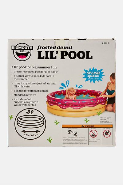 BIG MOUTH TOYS Strawberry Donut Lil Inflatable 5ft Kiddie Pool 152 L x 152 W x 38 H cm, Pink Combo