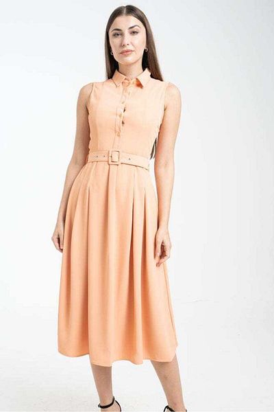 Nichii Women's Sleeveless Midi Dress with Front Buttons
