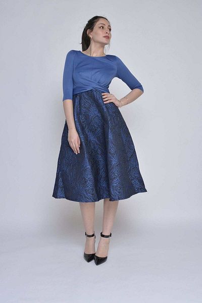 Nichii Women's Midi Polyester Dress with Side Chest Belt