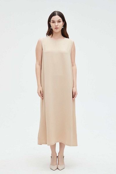 Nichii Women's Long Midi A-Line, plain and wide Dress
