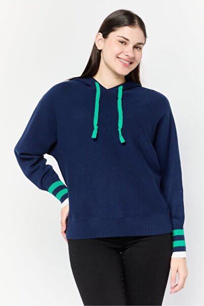 For The Republic Women Plain Long Sleeve Hoodie, Navy