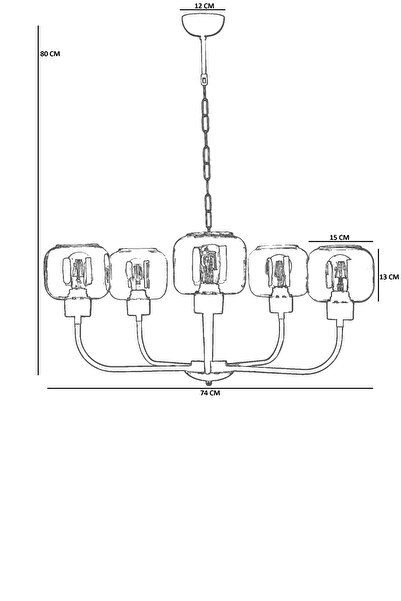 Lumexx APOLLO 5 Lİ ESKİTME BAL CAMLI AVİZE