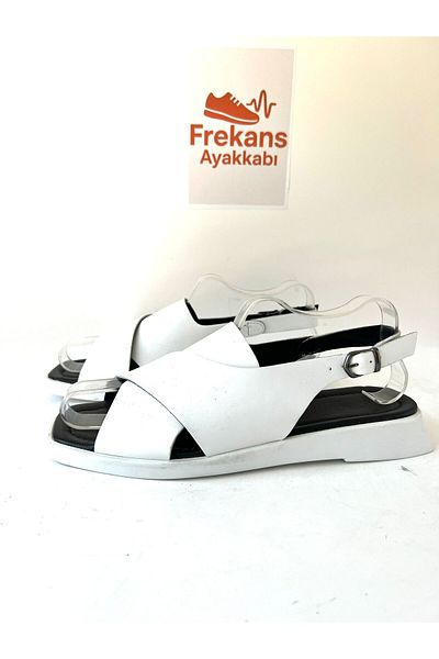 NEWGÜLTEKİN Genuine Leather Cross Comfortable Fit Topshot Belt Sandals