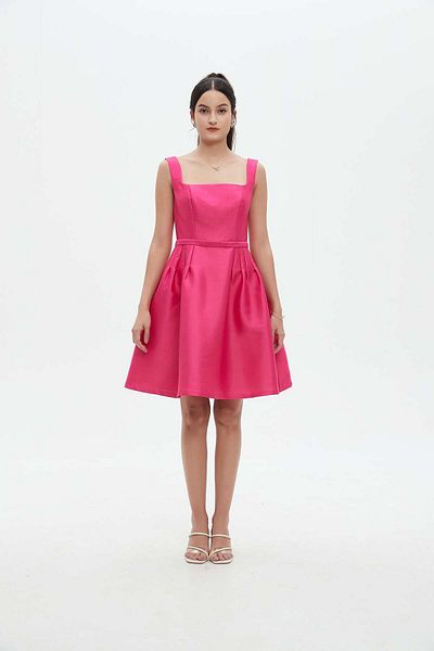 Nichii Square Neckline Solid Knee-Length Women's Dress