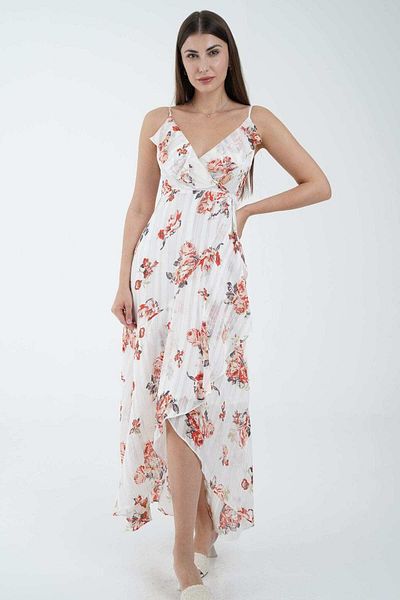 Nichii Women's Midi Dress with Sleeves and V-Neckline