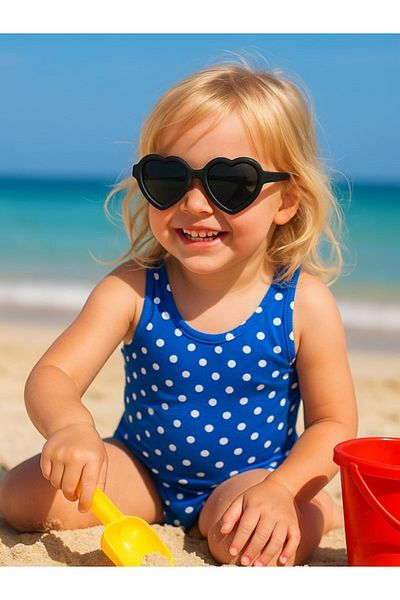 Lexi Bella Kids Black Sunglasses Heart Frame Uv 400 Protection Ce Certificated