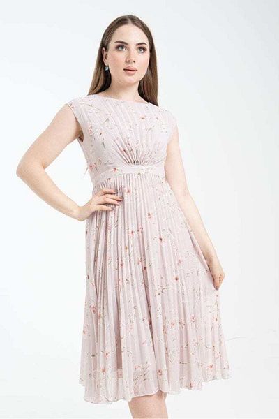Nichii Pleated Sleeveless Midi Dress with Waist Detail