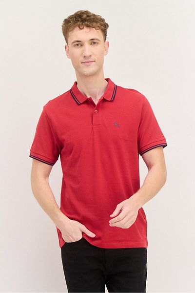 Bewley Ritch Men Regular Fit Brand Logo Short Sleeves Polo, Red