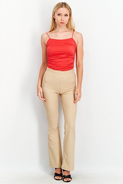 Sinsay Women Square Neck Sleeveless Plain Top, Pink