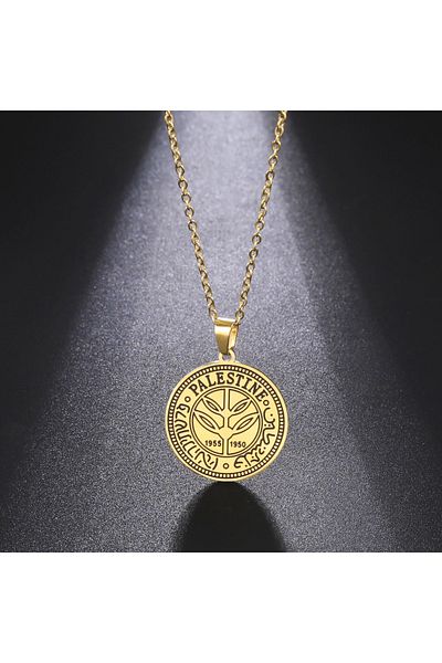 Viking Palestinian Coin Medallion Tarnish-Free & Rustproof 316L Steel Necklace