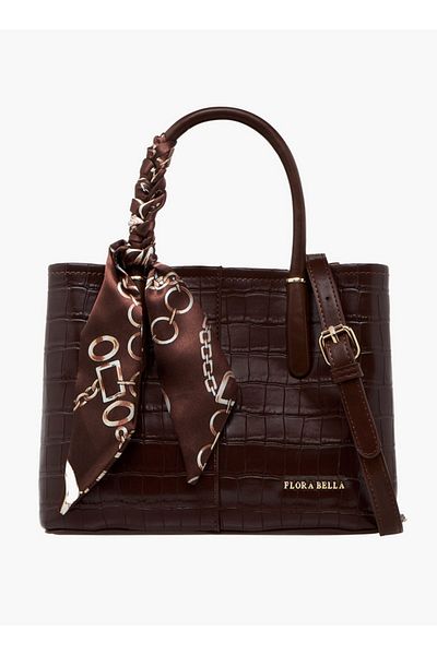 Flora Bella by Shoexpress Flora Bella Scarf Accent Tote Bag with Detachable Strap and Button Closure