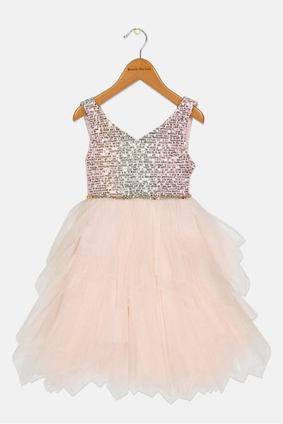American Princess Kids Girl Sequin Sleeveless Dress, Pink