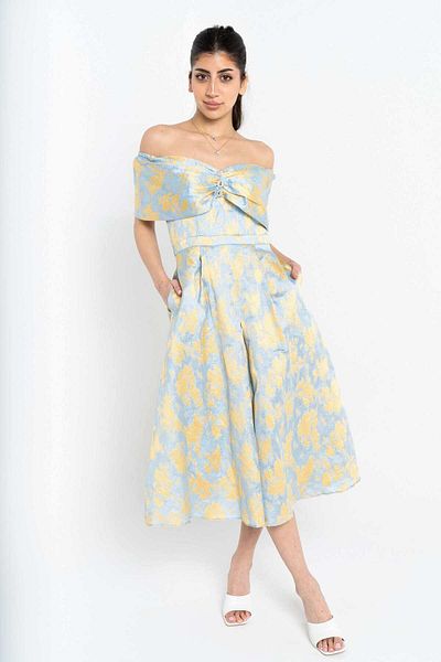 Nichii Women's Short Sleeve Floral Off-Shoulder Dress