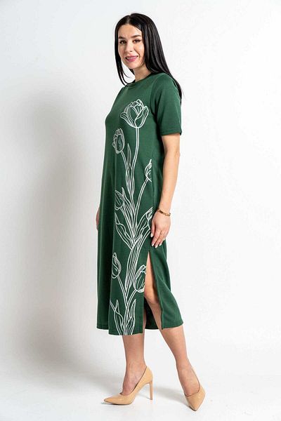 Nichii Floral Side-Open Short Sleeve Midi Dress