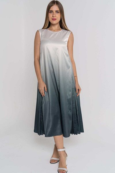 Nichii Women's Midi Pleated Slip Dress with Side Darts, Sleeveless