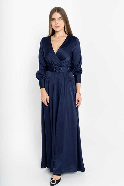 Nichii Women's Long Sleeve Maxi Wrap Dress Without Buttons