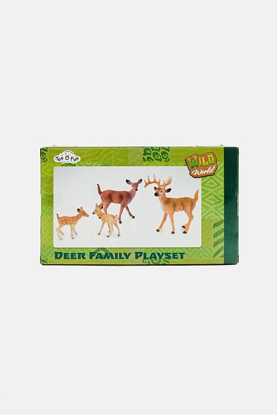 Ton O' Fun 4 Piece Realistic Deer Family Animal Figures Playset