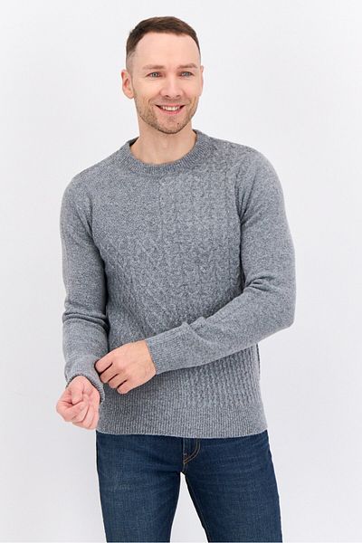 Thomas Sterling Men Crew Neck Knitted Sweater, Grey