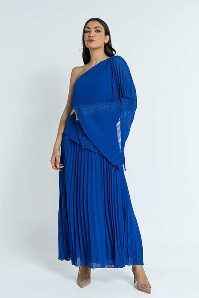 Nichii Women's Butterfly Sleeve Maxi Dress with Pleats