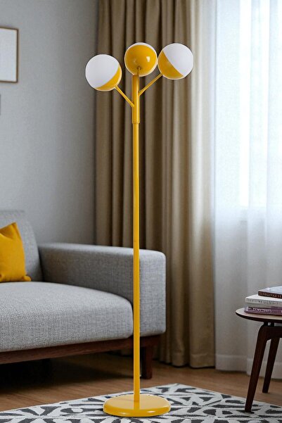 Lumexx KÜRE 3 LÜ SARI LAMBADER BEYAZ CAMLI