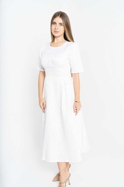Nichii Women's Mid-Length Dress with Short Sleeves and Gathered Waist