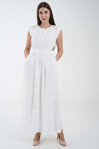 Nichii Long Printed Maxi Dress with Waist Detail and Long Sleeves