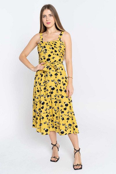 Nichii Floral Print Midi Dress with Thin Straps