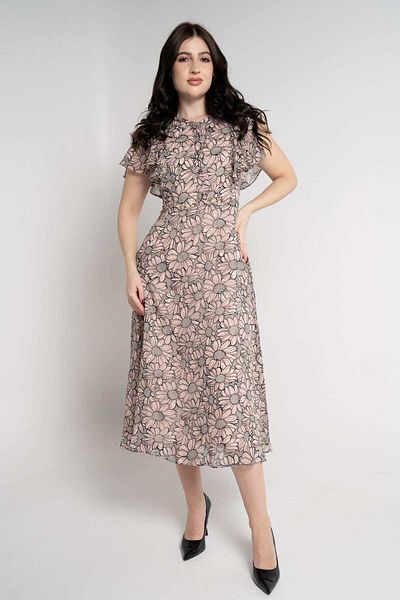 Nichii Women's Floral Midi Dress with Short Sleeves