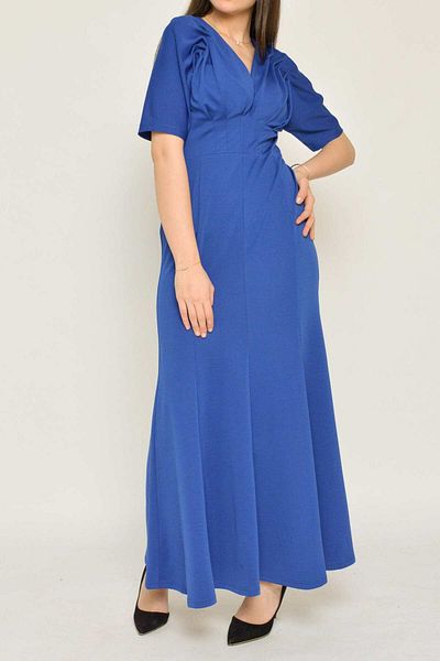 Nichii Women's Flared Long Dress with Short Sleeves